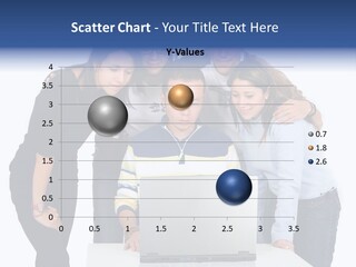 Group Of Students On A Laptop Over A White Background PowerPoint Template