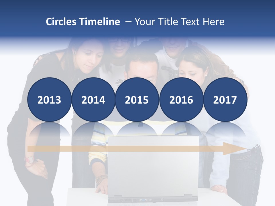 Group Of Students On A Laptop Over A White Background PowerPoint Template