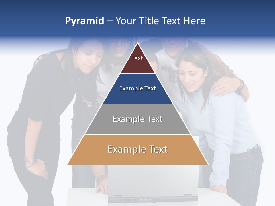 Group Of Students On A Laptop Over A White Background PowerPoint Template
