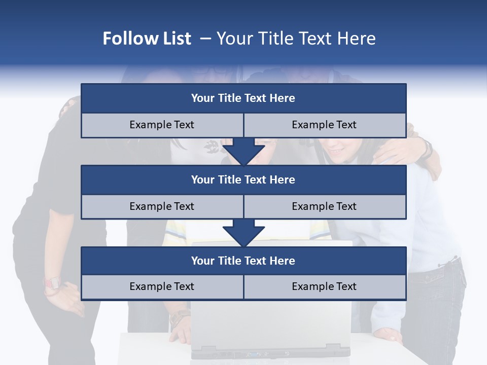 Group Of Students On A Laptop Over A White Background PowerPoint Template