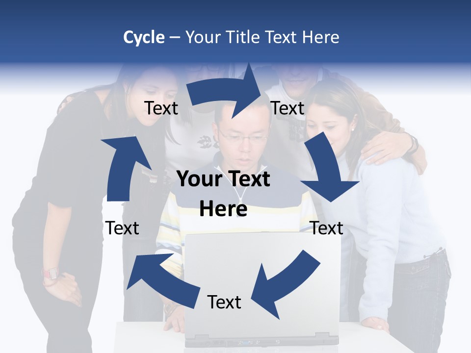 Group Of Students On A Laptop Over A White Background PowerPoint Template