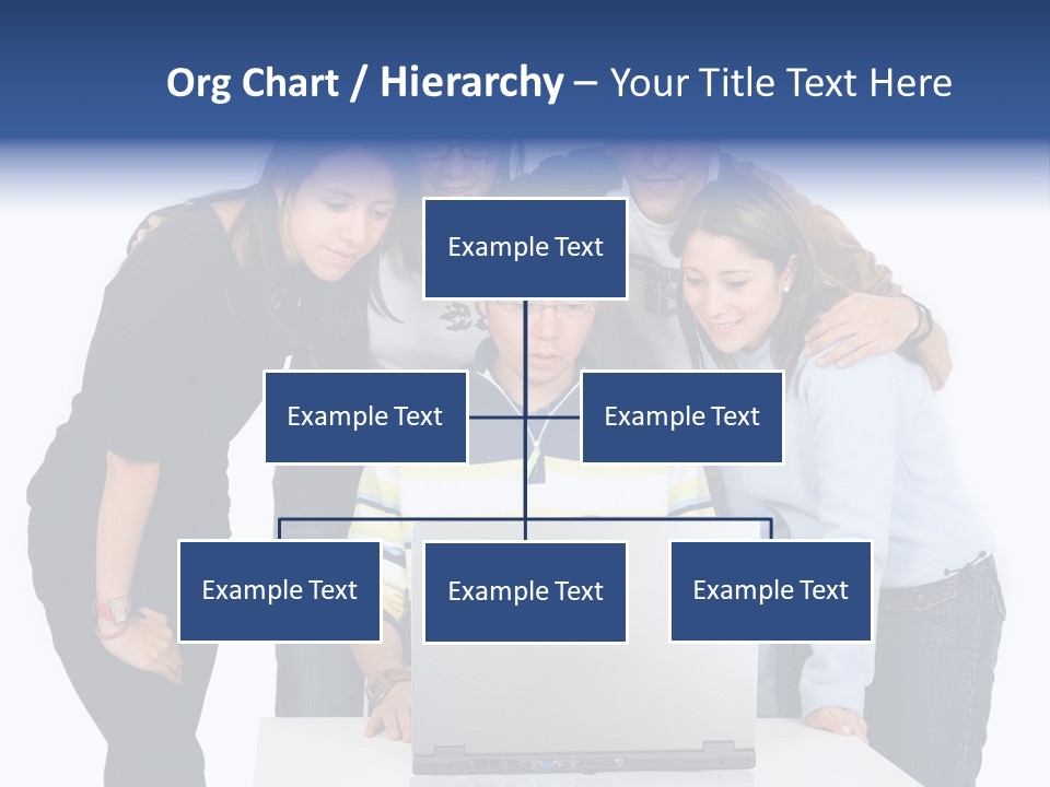 Group Of Students On A Laptop Over A White Background PowerPoint Template