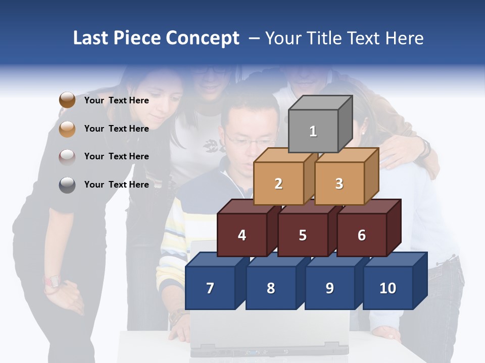 Group Of Students On A Laptop Over A White Background PowerPoint Template