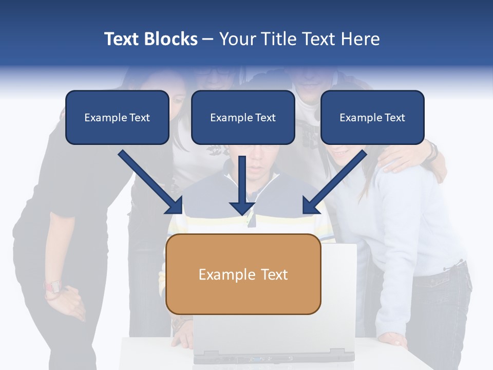 Group Of Students On A Laptop Over A White Background PowerPoint Template