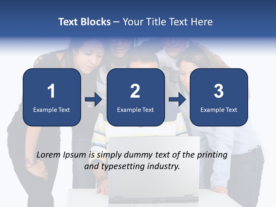 Group Of Students On A Laptop Over A White Background PowerPoint Template