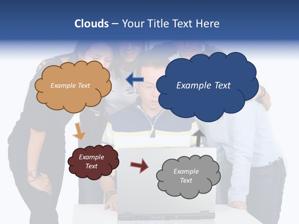 Group Of Students On A Laptop Over A White Background PowerPoint Template