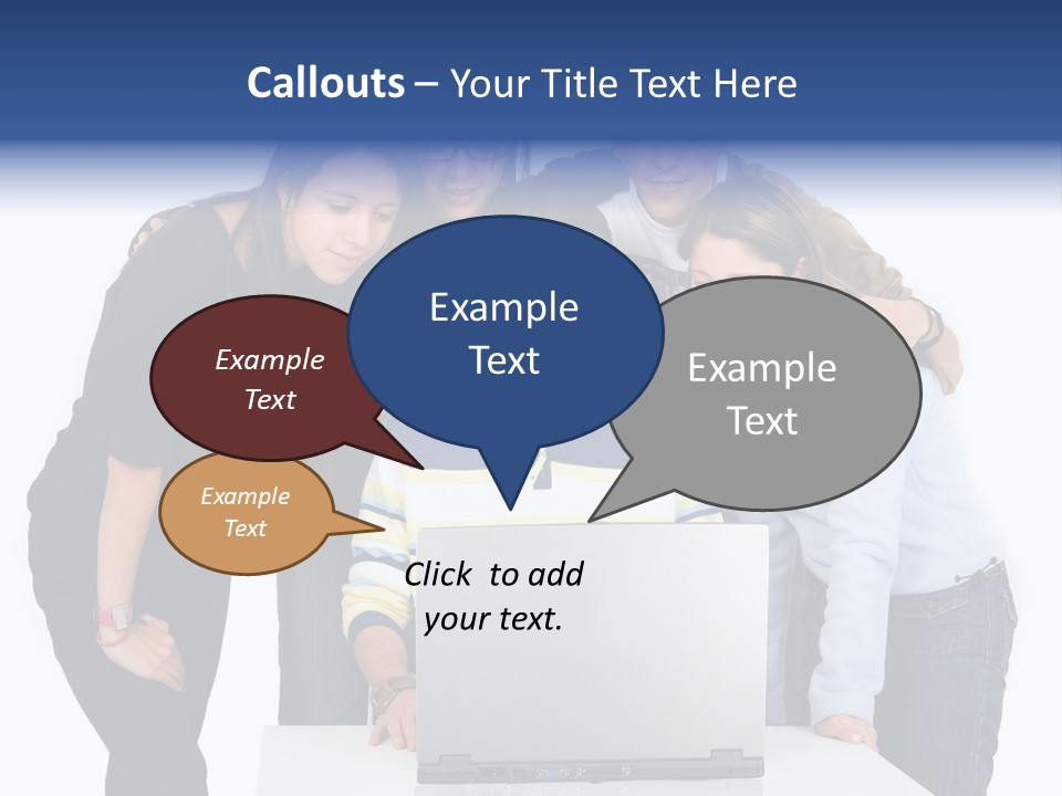 Group Of Students On A Laptop Over A White Background PowerPoint Template