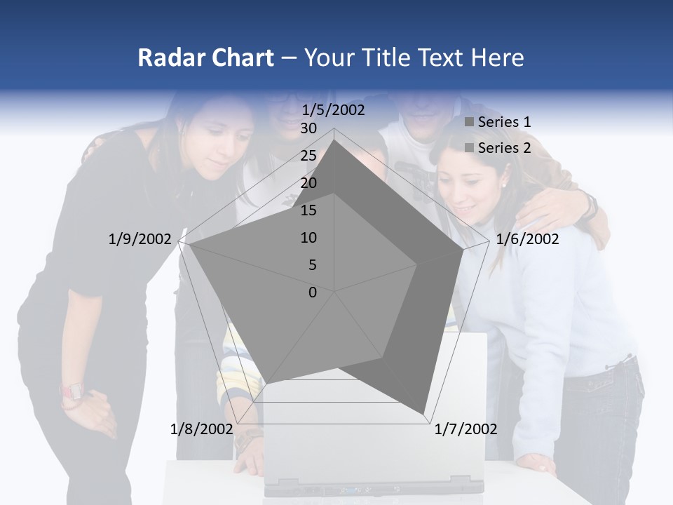 Group Of Students On A Laptop Over A White Background PowerPoint Template