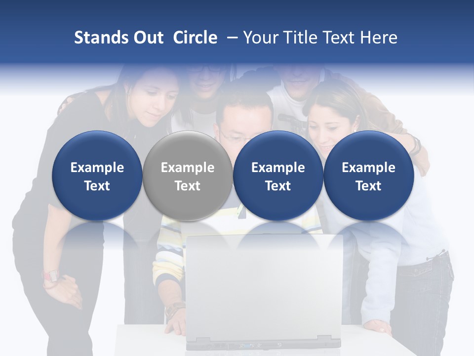 Group Of Students On A Laptop Over A White Background PowerPoint Template