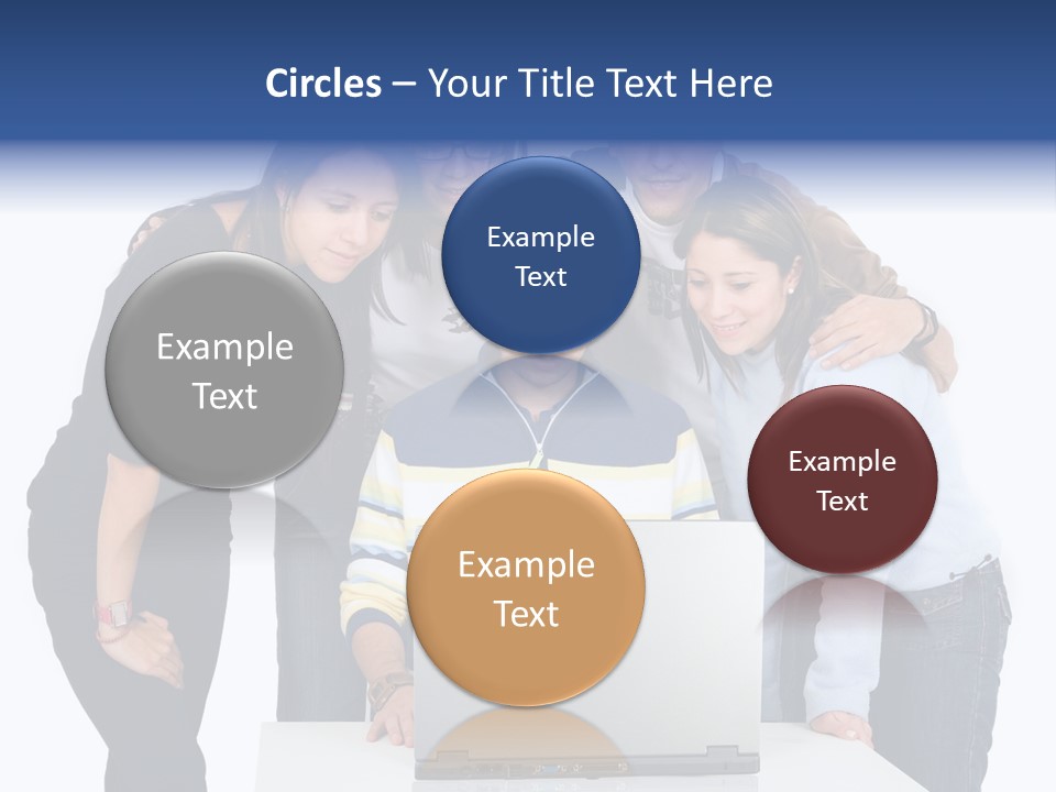 Group Of Students On A Laptop Over A White Background PowerPoint Template