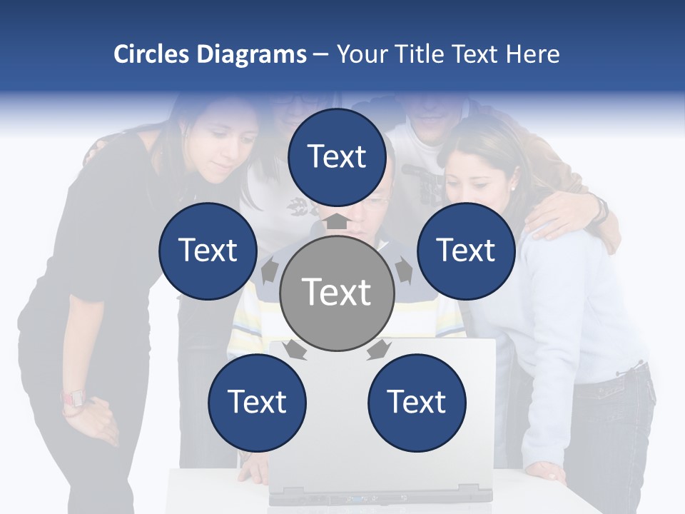 Group Of Students On A Laptop Over A White Background PowerPoint Template