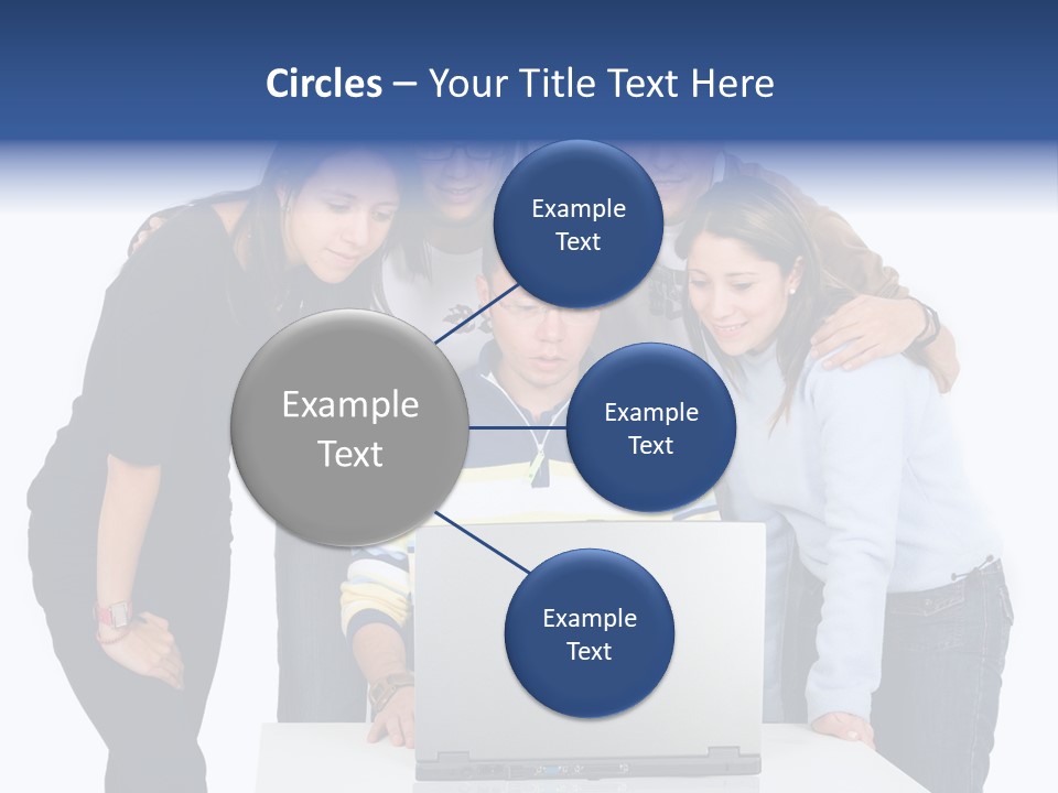 Group Of Students On A Laptop Over A White Background PowerPoint Template