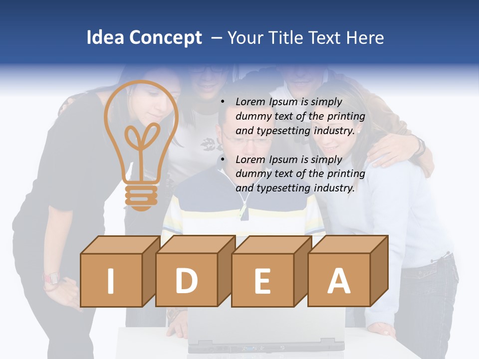 Group Of Students On A Laptop Over A White Background PowerPoint Template