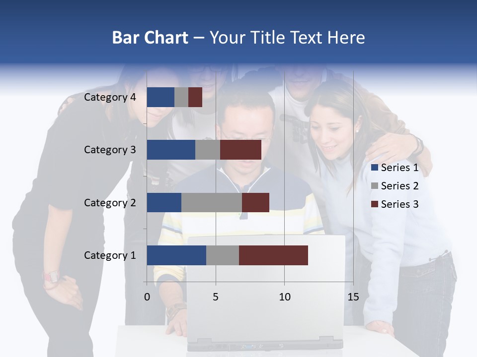 Group Of Students On A Laptop Over A White Background PowerPoint Template