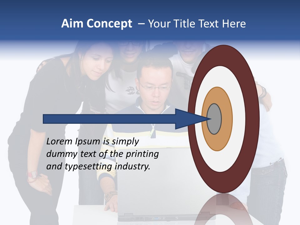 Group Of Students On A Laptop Over A White Background PowerPoint Template