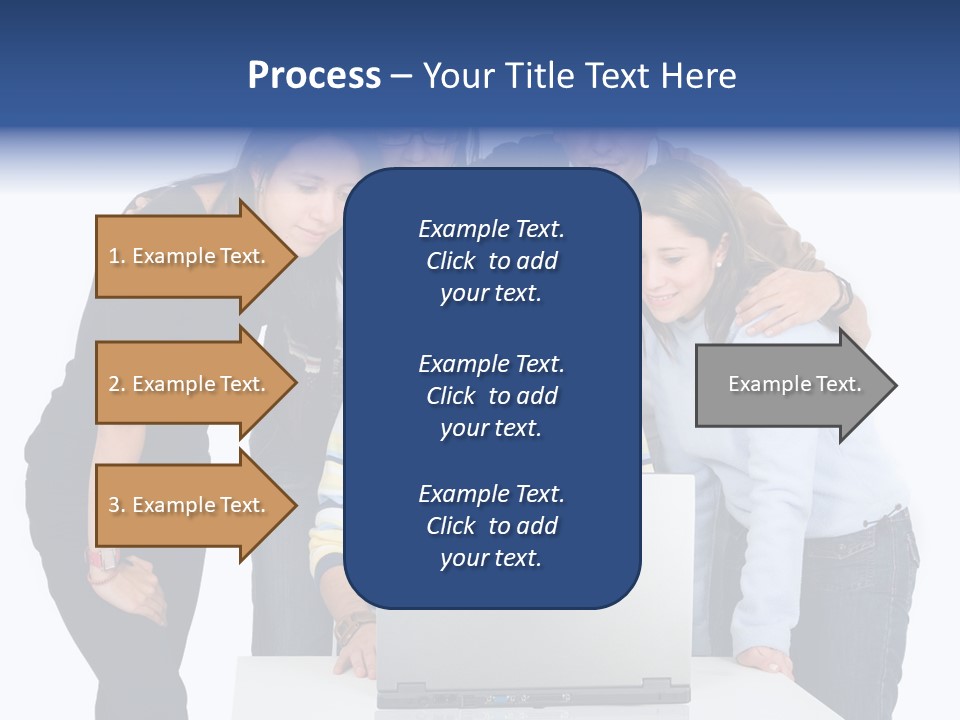 Group Of Students On A Laptop Over A White Background PowerPoint Template