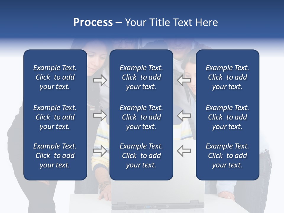 Group Of Students On A Laptop Over A White Background PowerPoint Template
