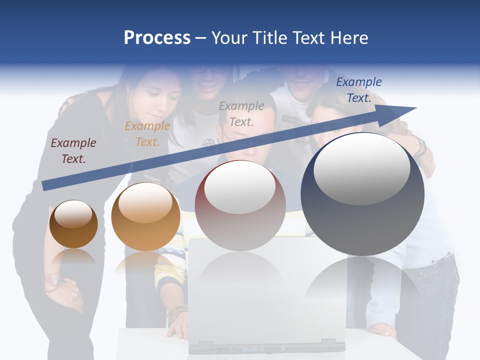 Group Of Students On A Laptop Over A White Background PowerPoint Template