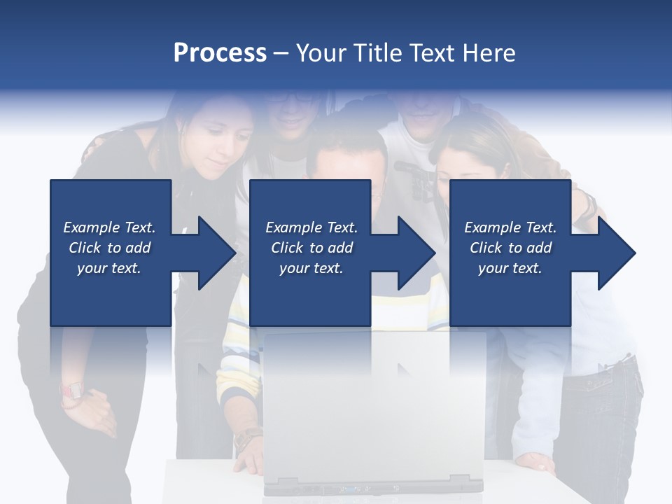 Group Of Students On A Laptop Over A White Background PowerPoint Template