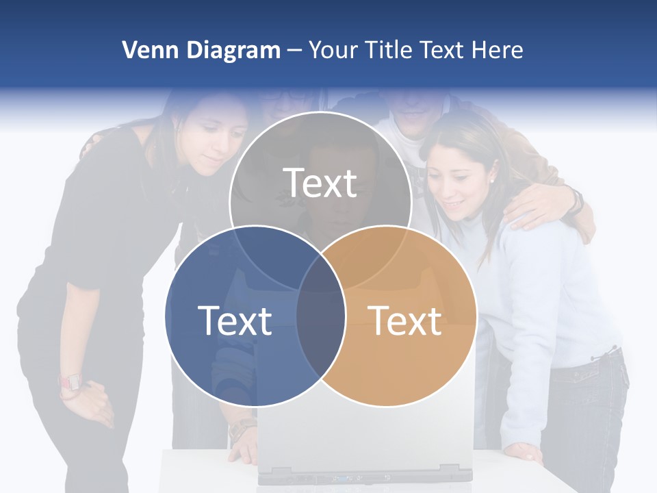 Group Of Students On A Laptop Over A White Background PowerPoint Template