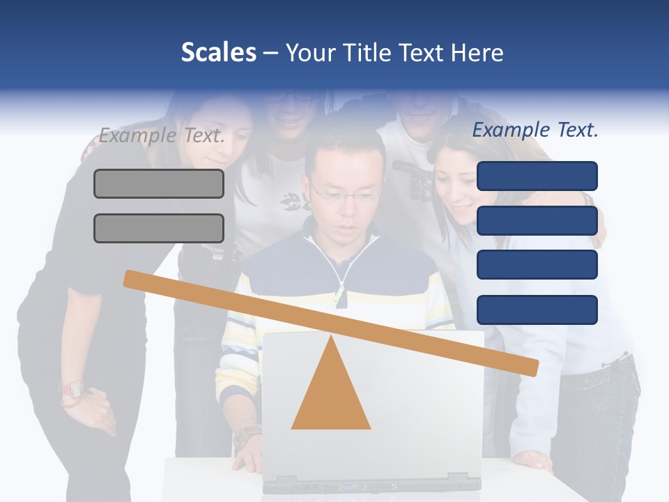 Group Of Students On A Laptop Over A White Background PowerPoint Template