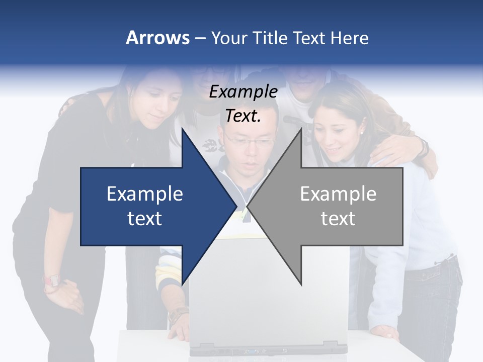 Group Of Students On A Laptop Over A White Background PowerPoint Template