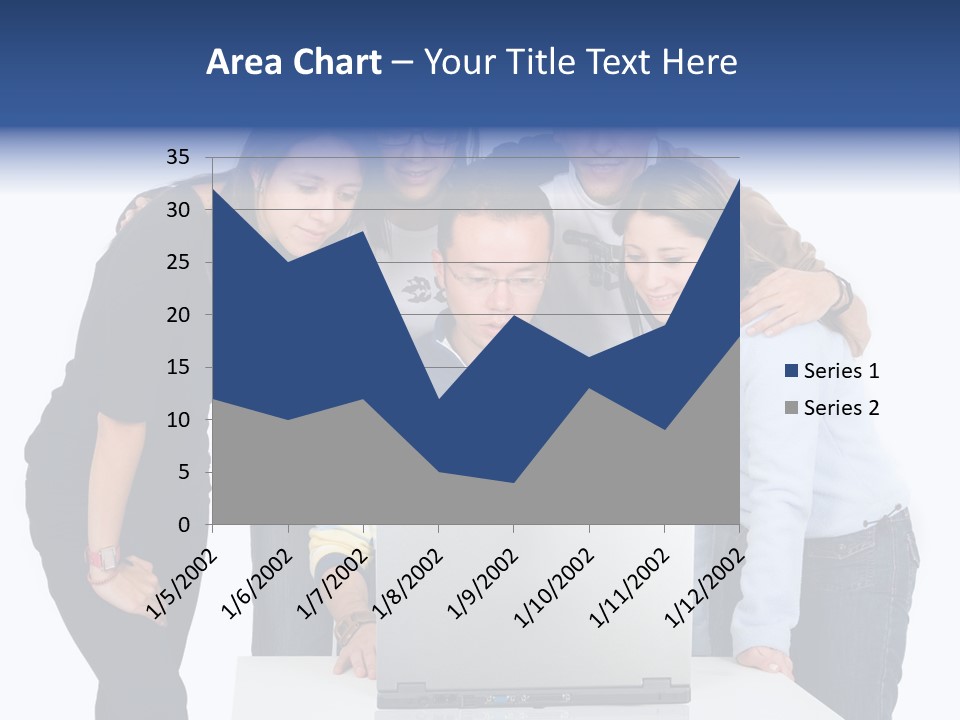 Group Of Students On A Laptop Over A White Background PowerPoint Template
