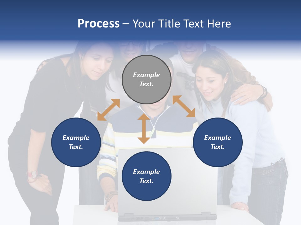 Group Of Students On A Laptop Over A White Background PowerPoint Template