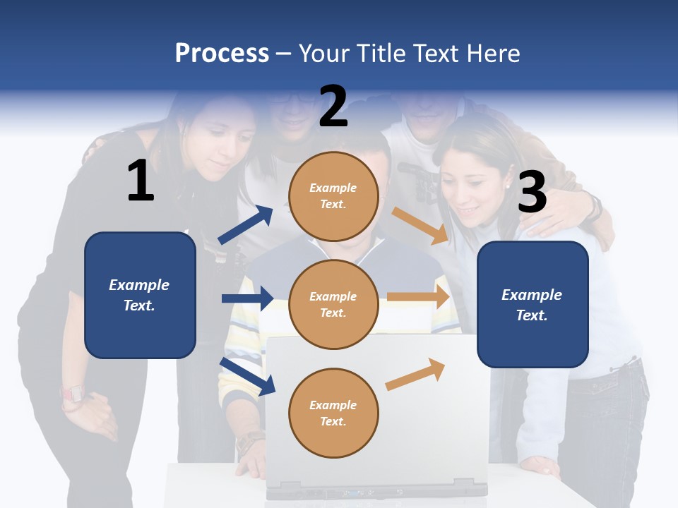 Group Of Students On A Laptop Over A White Background PowerPoint Template