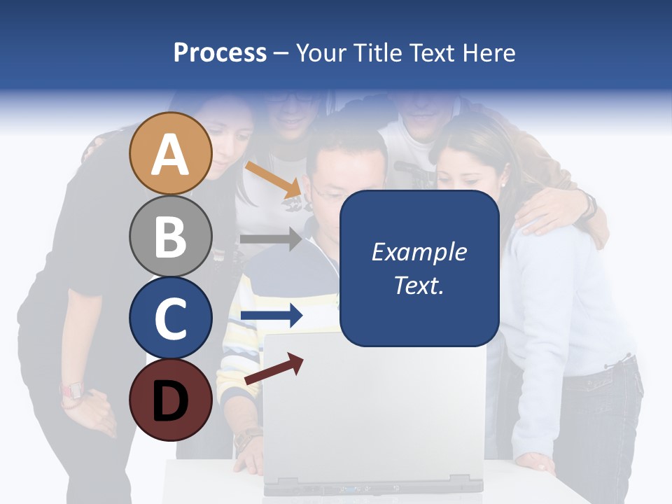 Group Of Students On A Laptop Over A White Background PowerPoint Template
