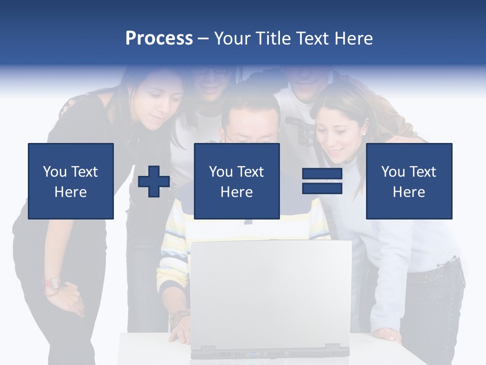 Group Of Students On A Laptop Over A White Background PowerPoint Template