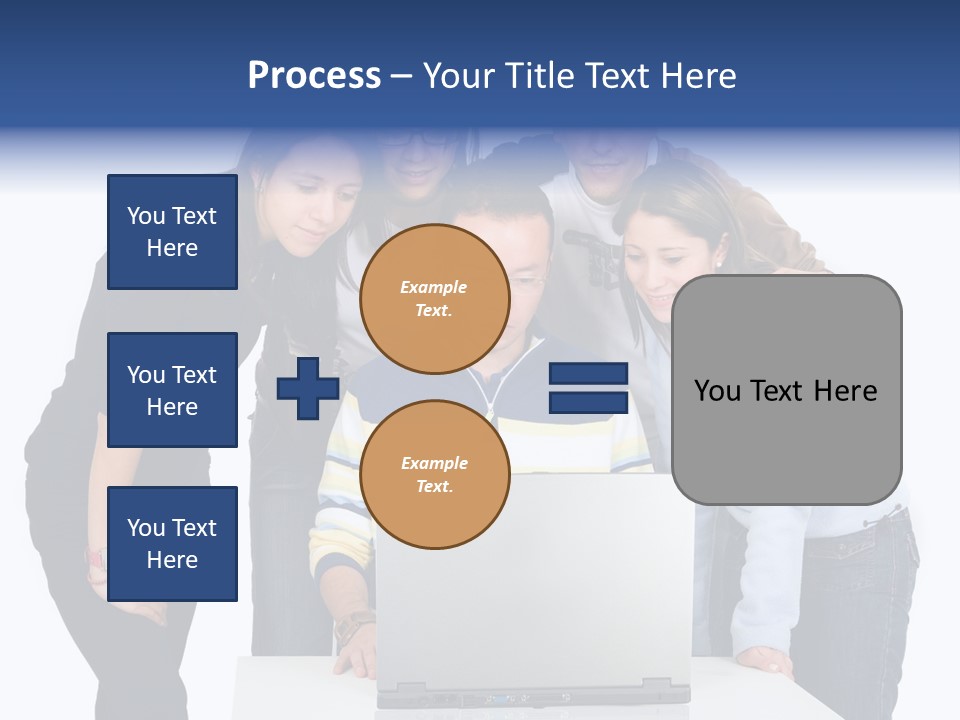Group Of Students On A Laptop Over A White Background PowerPoint Template