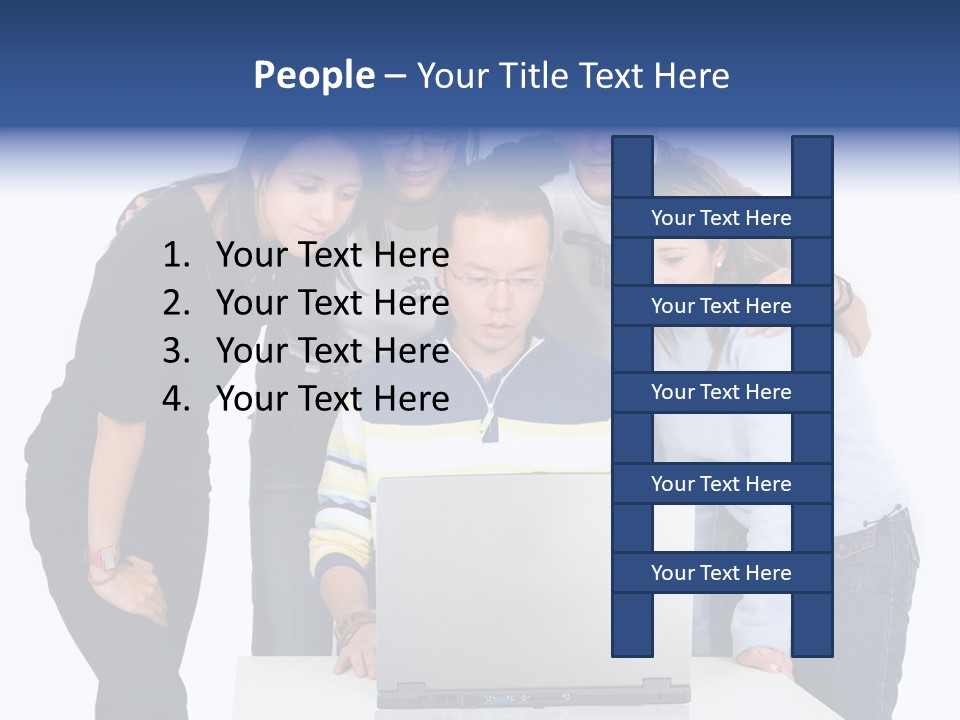 Group Of Students On A Laptop Over A White Background PowerPoint Template