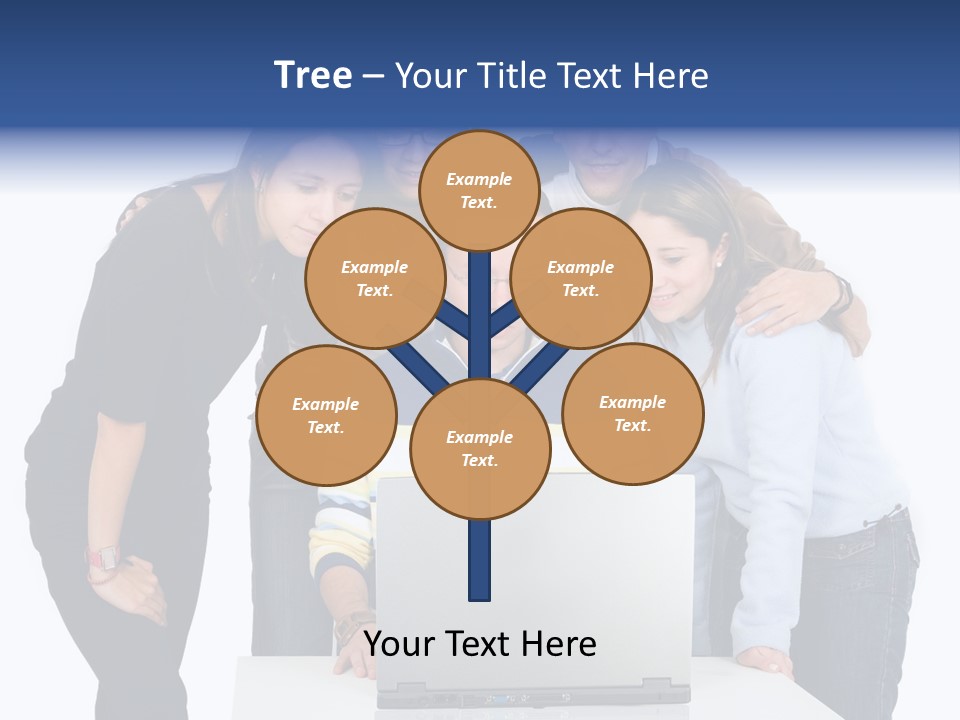 Group Of Students On A Laptop Over A White Background PowerPoint Template