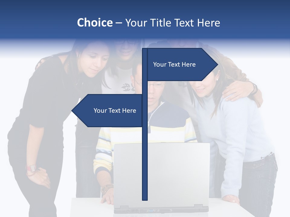 Group Of Students On A Laptop Over A White Background PowerPoint Template