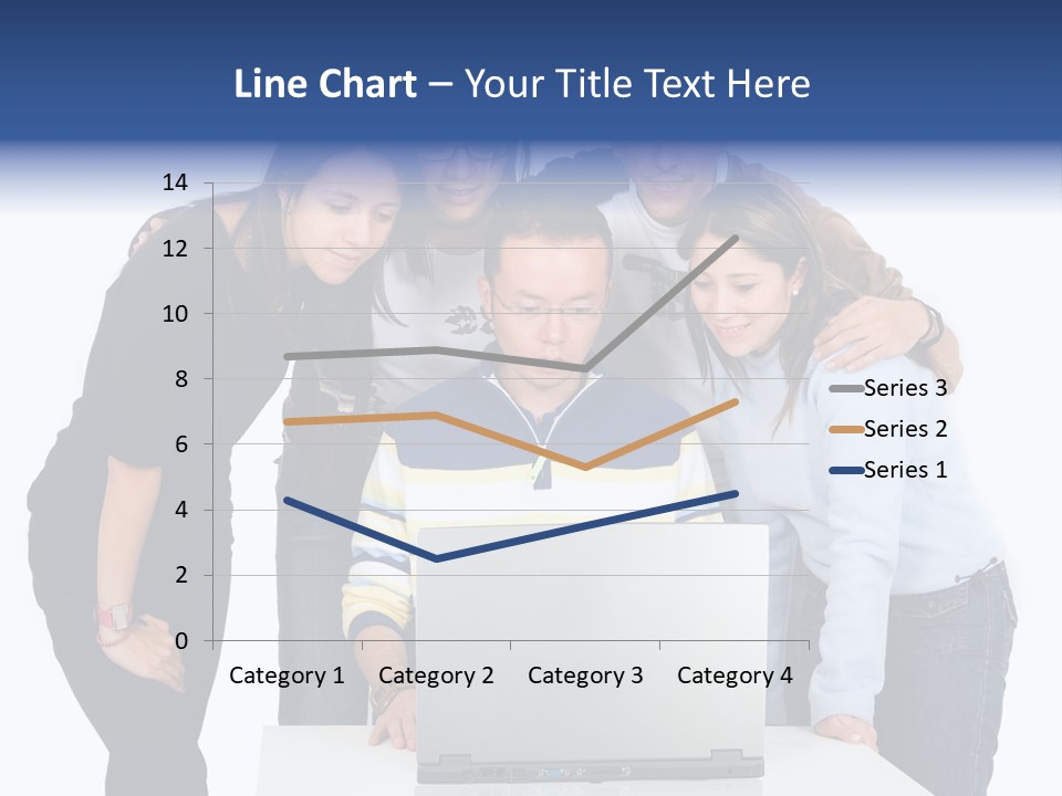Group Of Students On A Laptop Over A White Background PowerPoint Template