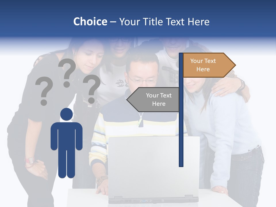 Group Of Students On A Laptop Over A White Background PowerPoint Template