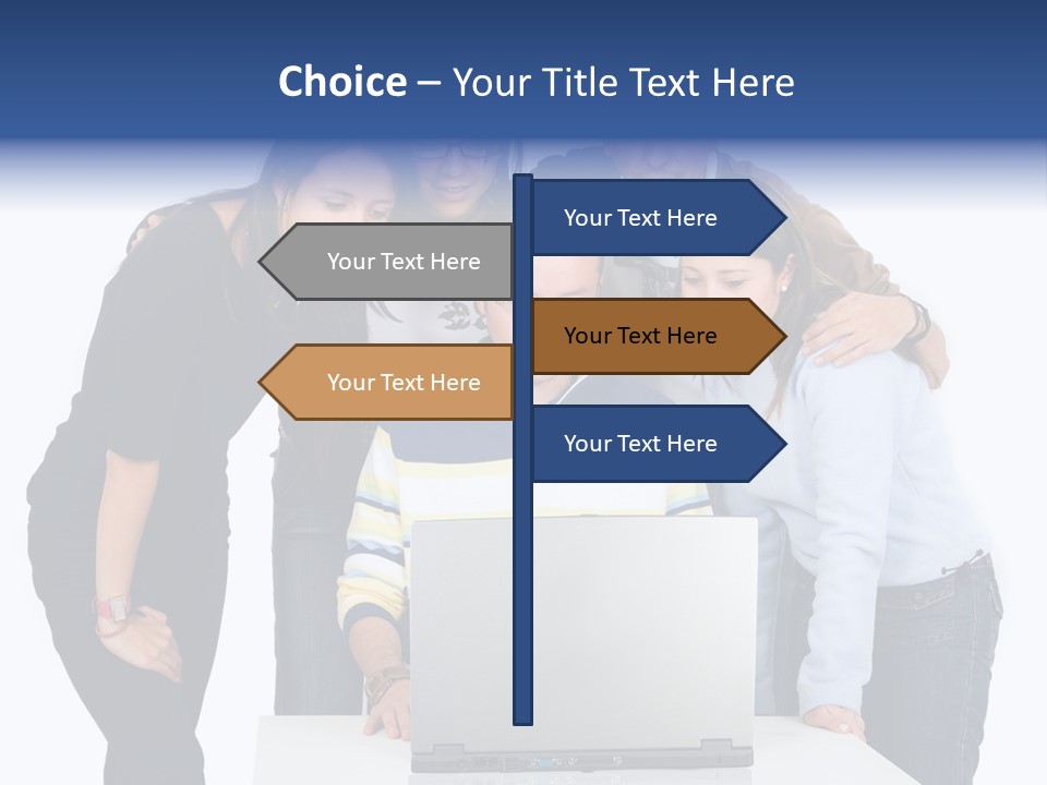 Group Of Students On A Laptop Over A White Background PowerPoint Template