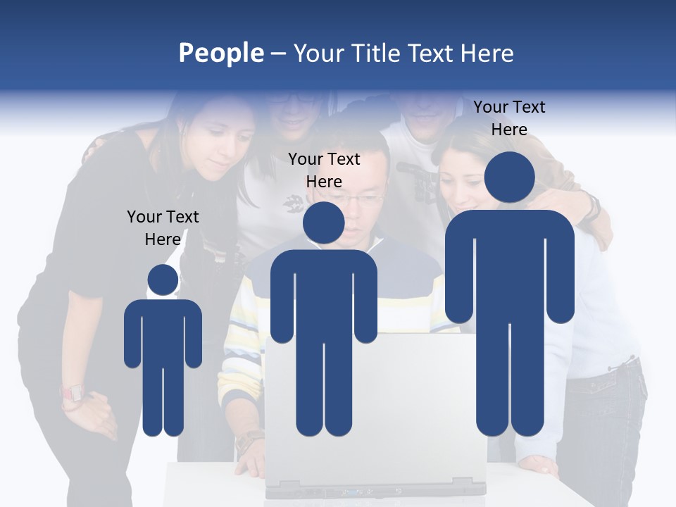 Group Of Students On A Laptop Over A White Background PowerPoint Template