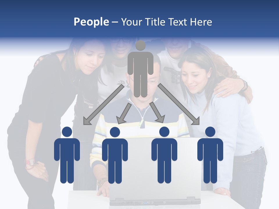 Group Of Students On A Laptop Over A White Background PowerPoint Template