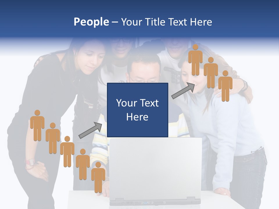 Group Of Students On A Laptop Over A White Background PowerPoint Template