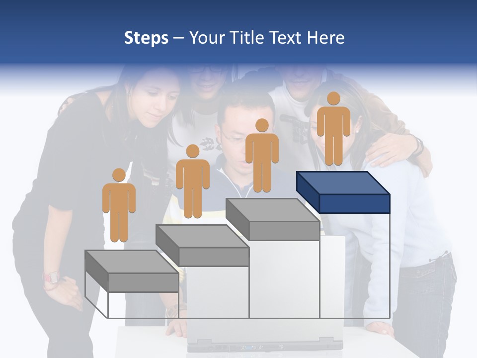 Group Of Students On A Laptop Over A White Background PowerPoint Template