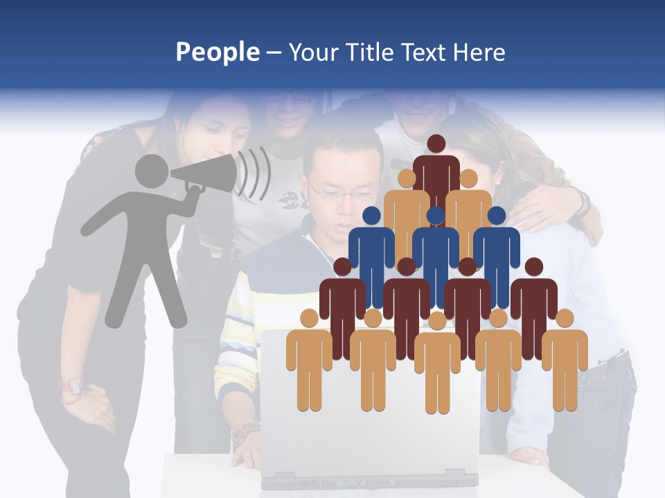 Group Of Students On A Laptop Over A White Background PowerPoint Template