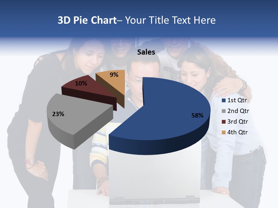 Group Of Students On A Laptop Over A White Background PowerPoint Template