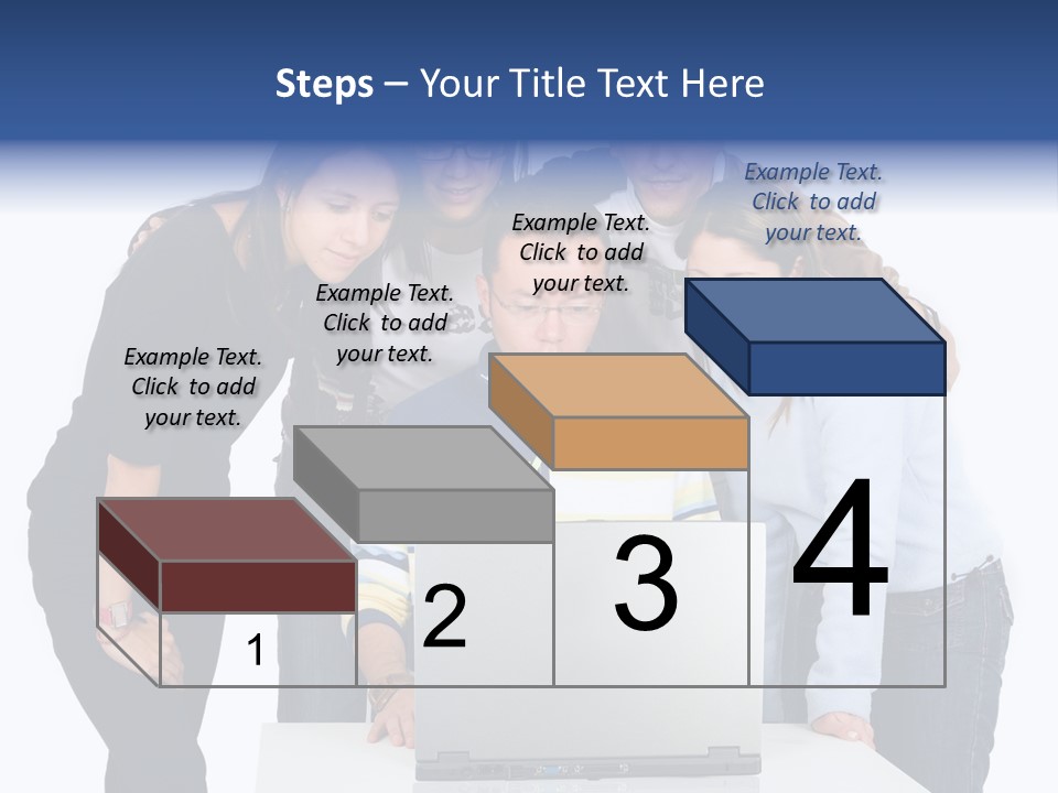 Group Of Students On A Laptop Over A White Background PowerPoint Template