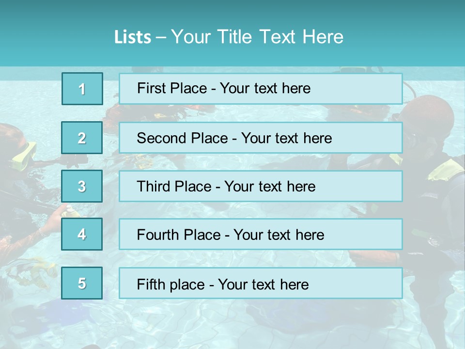 Instructor And Students During Scuba Diving Lessons PowerPoint Template