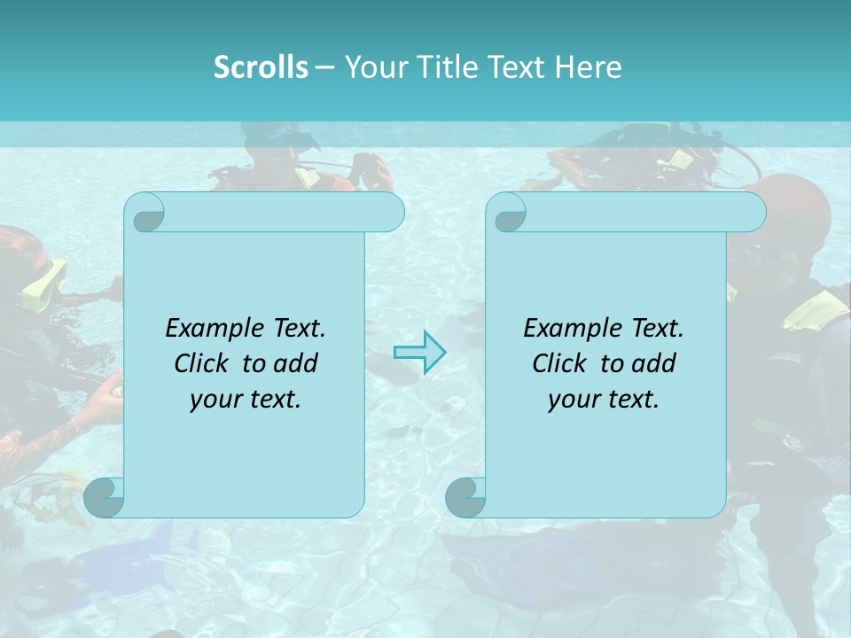 Instructor And Students During Scuba Diving Lessons PowerPoint Template