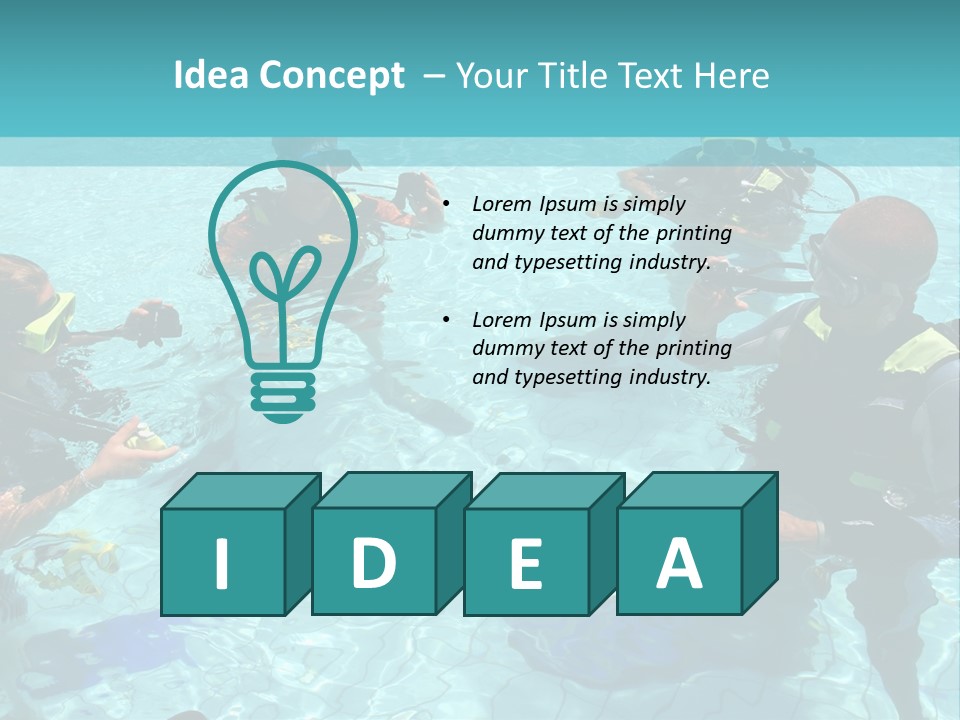 Instructor And Students During Scuba Diving Lessons PowerPoint Template