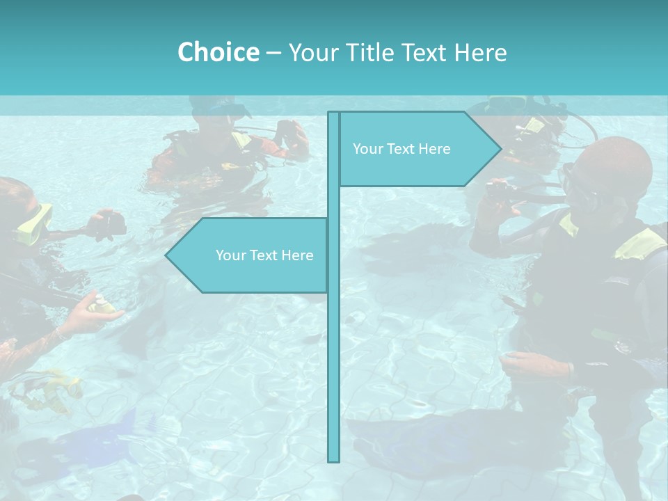 Instructor And Students During Scuba Diving Lessons PowerPoint Template