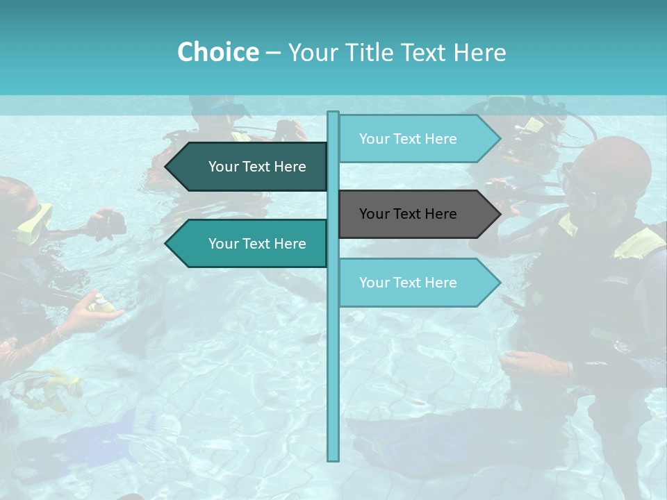 Instructor And Students During Scuba Diving Lessons PowerPoint Template